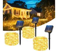 Hoteril Guirnaldas Luces Exterior Solar, 3pcs 17M 150 LEDs Luces Solares LED Exterior Jardin 8 Modos con Función de Memoria Impermeable IP65 Cadena de Luce para Fiestas, Patio,Luz Navidad