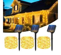 Hoteril Luces solares Led Exterior Jardin, 3 x 17M 150 LED Guirnaldas Luces Exterior Solar, IP65 Luces Solares Exterior con 8 Modos, Guirnalda Luces Exterior para Jardín, Terraza, Boda, Decoración