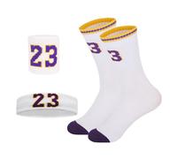 Hotfiary Calcetines de Rayas para niño y niña con Cinta para el Pelo y muñequera Calcetines Deportivos para Correr Baloncesto Calcetines atléticos