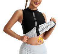 Hotfiary Camiseta de Sudar para Mujer, Camiseta de Compresión para Sauna Sin Mangas con Cremallera, Traje de Sudar para Adelgazar para Mujer, Chaleco de Sudar para Adelgazar, Body Shaper para Gimnasio