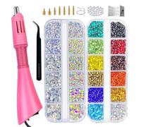 Hotfix - Kit de diamantes de imitación, aplicador de fijación en caliente con diamantes de imitación, varita fija en caliente para ropa, ropa, tela, manualidades, cristal