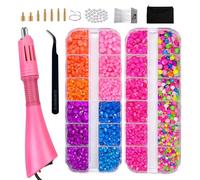 Hotfix - Kit de estrás deslumbrante, aplicador de fijación en caliente con diamantes de imitación, varita fija en caliente para ropa, ropa, tela, manualidades, juego de neón 3