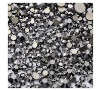 Hotfix Pedrería 1440 piezas de diamantes imitación con parte trasera plana, varios tamaños, purpurina azul claro luna, sin fijación térmica, for decoración uñas para Bricolaje(Hematite)