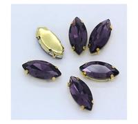 Hotfix Pedrería Ojo de caballo for coser, garras doradas con diamantes imitación, formas marquesinas for costura, joyas, vestidos novia, bolsos, adornos para Bricolaje(Violet,9x18mm 12pcs)