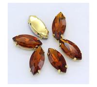 Hotfix Pedrería Ojo de caballo for coser, garras doradas con diamantes imitación, formas marquesinas for costura, joyas, vestidos novia, bolsos, adornos para Bricolaje(Red coffee,13x27mm 9pcs)