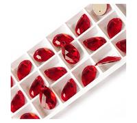 Hotfix Pedrería Piedras de cristal con forma lágrima for coser, bordar, accesorios ropa, piedras for decoración vestidos novia para Bricolaje(Light Siam,11x18mm 72Pcs)