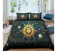 HOTGE Funda Nórdica De 3 Piezas Conjunto De Edredón Sol Boho 3D Estilo Bohemio Microfibra Hipoalergénica Ultra Suave Adecuado para Adultos, Niños, Niñas Y Niños King（220x240cm）
