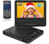 HotHat Reproductor de DVD portátil de 9.5 pulgadas para niños y coche, pantalla giratoria HD de 7.5 pulgadas, Bluetooth 5.3, soporte de video 1080P, batería 5H, sincronización inalámbrica de