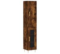 Hothingwell Buffet Top 34,5x34x180 cm Roble Ahumado Madera de Ingeniería | Patas de metal, puertas ocultas, espacio de almacenamiento, fijación de pared incluida, entrada, salón