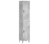 Hothingwell Buffet Top Gris Hormigón 34,5x34x180 cm Madera de Ingeniería | Armario lateral,puertas prácticas,patas de metal,fijación de pared,mueble salón,entrada,comedor