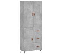 Hothingwell Buffet Top Gris Hormigón 69,5x34x180 Cm Madera de Ingeniería | Armario de almacenamiento, puertas prácticas, patas de metal, fijación de pared incluida, mueble de entrada