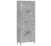 Hothingwell Buffet Top Gris Hormigón 69,5x34x180 cm Madera de Ingeniería | Armario de almacenamiento, patas de hierro, superficie lisa, montaje en pared incluido, comedor, entrada