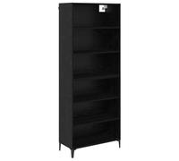 Hothingwell Buffet Top Negro 69,5 x 34 x 180 cm Madera Ingeniería | Estanterías ajustables, patas de hierro, para salón o comedor, diseño moderno