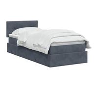 Hothingwell Cama Almacenamiento Gris Oscuro 90x190 cm Terciopelo | Elevación hidráulica, espacio para sábanas, diseño moderno, fácil limpieza