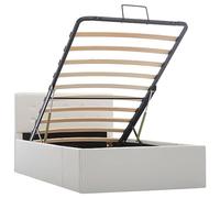 Hothingwell Cama Canapé Hidráulica Piel Sintética Blanca 90x200 cm | Almacenamiento bajo colchón, Base de listones, Estructura MDF, Fácil montaje