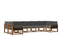 Hothingwell Conjunto de Sofas Exterior 7 Piezas Madera Acacia | Respaldo de listones, reposabrazos comodos, marco resistente, facil montaje, mantenimiento minimo