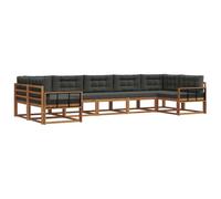 Hothingwell Conjunto Sofa Exterior 7 Piezas Madera Acacia Natural Antracita | Respaldo de listones ventilado, reposabrazos comodos, marco resistente, montaje sencillo, mantenimiento minimo