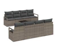 Hothingwell Conjunto Sofa Jardin 9 Piezas Gris Poliratan | Modular, Mesa Central Cristal, Cojines Poliester, Diseno Rectangular, 8 Plazas