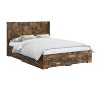 Hothingwell - Marco de cama con almacenamiento integrado, cabecero | Madera de ingeniería duradera, base de listones incluida, almacenamiento bajo cama para sábanas, fácil mantenimiento