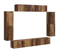 Hothingwell - Mueble para TV (8 unidades, madera antigua, almacenamiento | Instalación de pared, 4 compartimentos grandes, 2 puertas, tinte neutro, estructura robusta, fácil mantenimiento