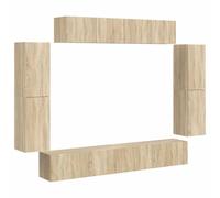 Hothingwell - Mueble para TV (8 unidades, roble Sonoma de pared, modular) | Instalación de pared, cuatro compartimentos grandes, dos pequeños, mantenimiento con paño húmedo, tono neutro