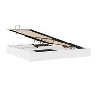 Hothingwell Ottoman Cama Baúl Blanco 200x200 cm Cuero Sintético | Marco de metal resistente, almacenamiento hidráulico, asas de acero lacado, montaje fácil