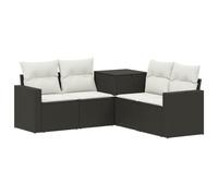 Hothingwell Set Pohovek 5 KS Černá a Krémově Bílá Poly Ratan a Ocel | Sofá modular, baúl de almacenamiento, diseño contemporáneo, fácil mantenimiento, resistente a la intemperie