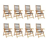 Hothingwell Sillones plegables reclinables 8 piezas madera maciza acacia | Respaldo ajustable, reposabrazos plano de madera, plegable, uso exterior, 110 kg por asiento