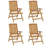 Hothingwell Sillones plegables reclinables de madera de teca maciza, 4 | Sillas de jardín, respaldo 6 posiciones, asiento con listones, reposabrazos curvados, carga 110 kg, plegable