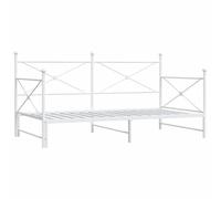 Hothingwell Sofa Cama 2 en 1 con Cama Nido Blanco 100x190 cm Acero | Somier de láminas, espacio de almacenamiento, patas estables, sin colchón, para salon o dormitorio