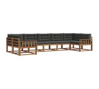 Hothingwell Sofa Seccional Exterior Madera Acacia, 7 Piezas | Respaldo de listones, reposabrazos comodos, marco resistente, facil ensamblaje, mantenimiento minimo