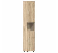 Hothingwell Tulum - Armario para cuarto de baño, color roble Sonoma | Madera de ingeniería, acabado mate, textura lisa, almacenamiento toallas, productos de belleza, diseño contemporáneo