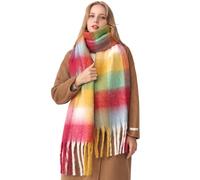 HOTIAN Bufanda de invierno para mujer, bufanda cálida de colores, bufandas gruesas de gran tamaño, a cuadros, bufanda de otoño, bufanda suave y cálida, Talla única