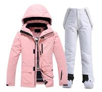 HOTIAN Conjunto de Chaqueta y Pantalones de Esquí para Mujer, 2 Piezas, Impermeable, Resistente al Viento, Conjunto de Esquí de Invierno Cálido para Nieve, Esquí y Snowboard, XL
