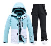HOTIAN Conjunto de chaqueta y pantalones de esquí para mujer, juego de 2 piezas, traje de esquí para mujer, impermeable, cortavientos, invierno, cálido, esquí, nieve, juego de snowboard, M
