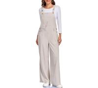 HOTIAN Peto de pana para mujer, elegante, mono de pierna ancha, largo, holgado, informal, suelto, con tirantes, caqui, XL