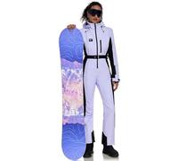 HOTIAN - Traje de esquí de una pieza para mujer, impermeable, resistente al viento, cálido, mono de invierno para deportes de nieve, chaqueta de esquí, snowboard, traje de nieve al aire libre, Morado