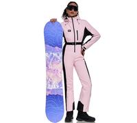 HOTIAN Traje de esquí para mujer de una sola pieza, mono de esquí para invierno, cálido, nieve, esquí, resistente al viento, impermeable, para exteriores, mono de nieve, mono con capucha, traje de