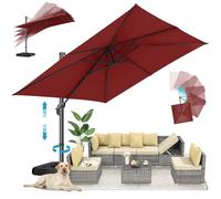 HOTIME Sombrillas voladizas grandes de 10 x 10 pies para patio, mejora e intensifica, con rotación de 360 grados y ajuste de 5 ángulos, sombrilla cuadrada de aluminio para exteriores, patio, jardín