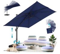 HOTIME Sombrillas voladizas grandes de 10 x 10 pies para patio, mejora e intensifica, con rotación de 360 grados y ajuste de 5 ángulos, sombrilla cuadrada de aluminio para exteriores, patio, jardín
