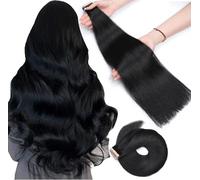Hotlulana 40pcs 80g Extensiones Adhesivas Pelo Humano Negro Intenso Real Remy Extensiones de Cabello Natural Adhesivas Liso Sin Costuras Tape Hair Extensions Skin Weft Hair Extension 45cm 18Pulgada.