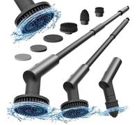 HOTO Cepillo Electrico Limpieza Hogar, Cepillo Limpieza Electrico con 6 Cepillos Reemplazables, 2 Velocidades, Mango Ajustable 90-120CM, IPX7 Resistente al Agua, para Baño, Cocina, Coche, Tina