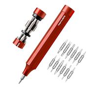 HOTO Juego de Mini Destornilladores de Precisión 24 en 1, con 24 Puntas de Acero de Aleación S2, Destornillador pequeño con forma de bolígrafo manual, Rojo Cinabrio- P1