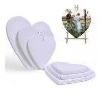 HOTOOLME 6 lienzos para pintar, en forma de corazón, 100% algodón, sin ácidos, lienzo acrílico con forma de corazón, bastidor para pinturas acrílicas y al óleo, diámetro de 20, 25, 30 cm