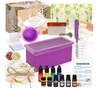 HOTOOLME Kit para Hacer Jabón Artesanal DIY con 1.5 kg Base de Jabón, 4 Fragancias, 4 Colorantes, 2 Moldes de Silicona - Set para Principiantes y Adultos para Crear Jabón Casero