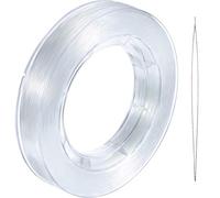 Hotop 200 m Hilos Cuerdas de Nylon Invisibles Transparentes para Adorno Colgante Navidad Fabricación Pulsera Coser Bricolaje Pasatiempo Hilo de Cuentas Transparente con Aguja de Abalorios, 0,45 mm