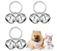 Hotop 3 Sets de Cascabeles Ruidosos de Perros Gatos Campanas para Rastrear Mascotas Campanillas de Collar de Perros Cascabeles Colgantes Rastreadores para Entrenamiento de Perros(Plateado)