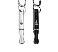 HotoPink Juego de 2 collares portátiles Mindful de acero inoxidable en 2 colores silbato para yoga, meditación, alivio de ansiedad, relajación, ejercicio para adultos, hombres, mujeres, TDAH, Acero