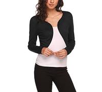 Hotouch Bolero Mujer Manga Larga Chaqueta Cárdigan Corto Suéter Elegante con Frente Abierto Bolero Sólido Shrug Cárdigan Chaqueta Bolero Negro XL
