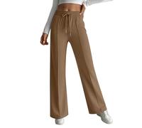Hotouch Pantalones de jogging para mujer, pantalón baggy de cintura alta, pantalón de ocio de pierna ancha, pantalones casuales de sudor con cintura elástica, marrón, M